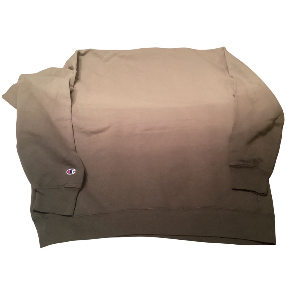 Champion Mens Ombre Dip Dye Crewneck Sweatshirt Tan Olive Brown XL C Logo - Picture 2 of 4